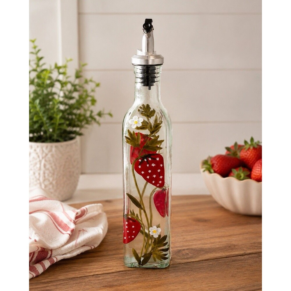 Grant Howard 53007 Strawberry Oil & Vinegar Cruet 16 Oz Hand Painted Glass